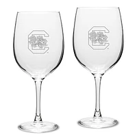 South Carolina Gamecocks Set of 2 Traditional Robusto Red Wine Table Glasses
