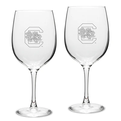 South Carolina Gamecocks Set of 2 Traditional Robusto Red Wine Table Glasses