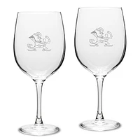 Notre Dame Fighting Irish Set of 2 Leprechaun Traditional Robusto Red Wine Table Glasses