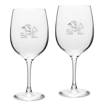 Notre Dame Fighting Irish Set of 2 Leprechaun Traditional Robusto Red Wine Table Glasses