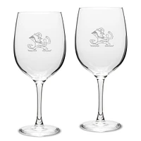 Notre Dame Fighting Irish Set of 2 Leprechaun Traditional Robusto Red Wine Table Glasses