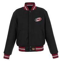 Women's JH Design Black Carolina Hurricanes Domestic All-Wool Embroidered Full-Zip Jacket
