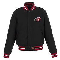 Women's JH Design Black Carolina Hurricanes Domestic All-Wool Embroidered Full-Zip Jacket