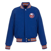 Women's JH Design Royal New York Islanders Domestic All-Wool Embroidered Full-Zip Jacket