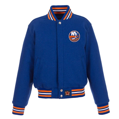 Women's JH Design Royal New York Islanders Domestic All-Wool Embroidered Full-Zip Jacket