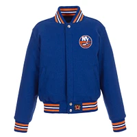 Women's JH Design Royal New York Islanders Domestic All-Wool Embroidered Full-Zip Jacket