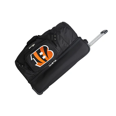 MOJO Cincinnati Bengals Black 27'' 2-Wheel Drop Bottom Rolling Duffel Bag