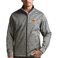 Men's Antigua Heather Gray Los Angeles Lakers Golf Full-Zip Jacket