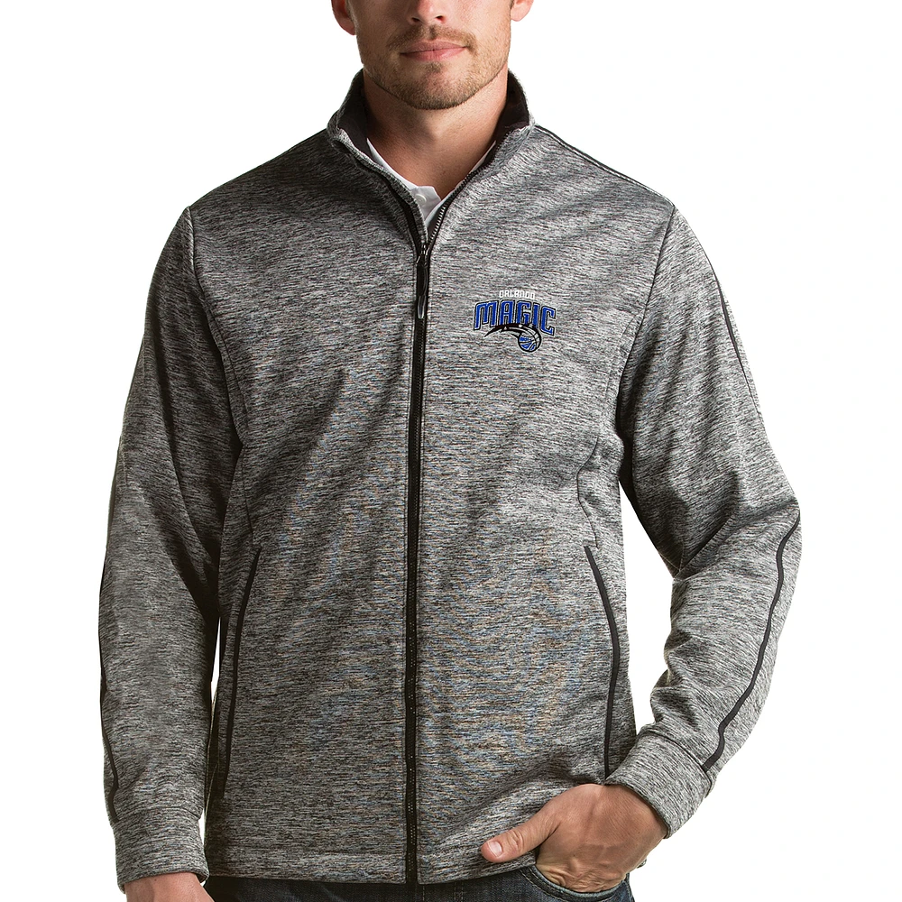 Men's Antigua Heather Gray Orlando Magic Golf Full-Zip Jacket