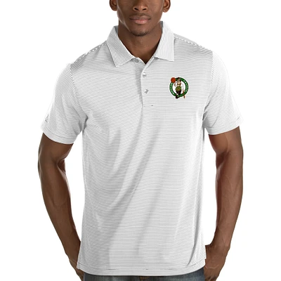 Men's Antigua White/Silver Boston Celtics Quest Polo