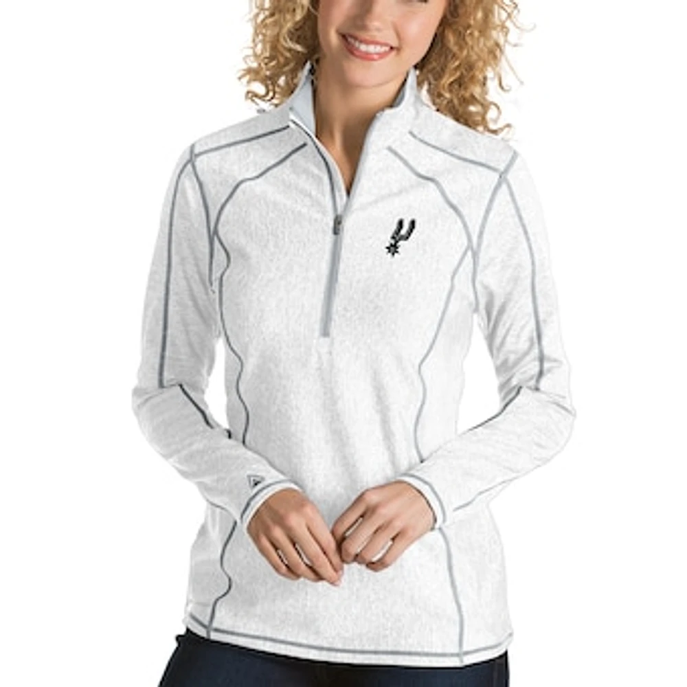 Women's Antigua White San Antonio Spurs Tempo Half-Zip Pullover Jacket