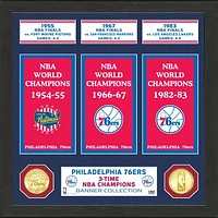 Highland Mint Philadelphia 76ers 15" x 12" 3-Time NBA Finals Champions Banner Bronze Coin Photo Mint
