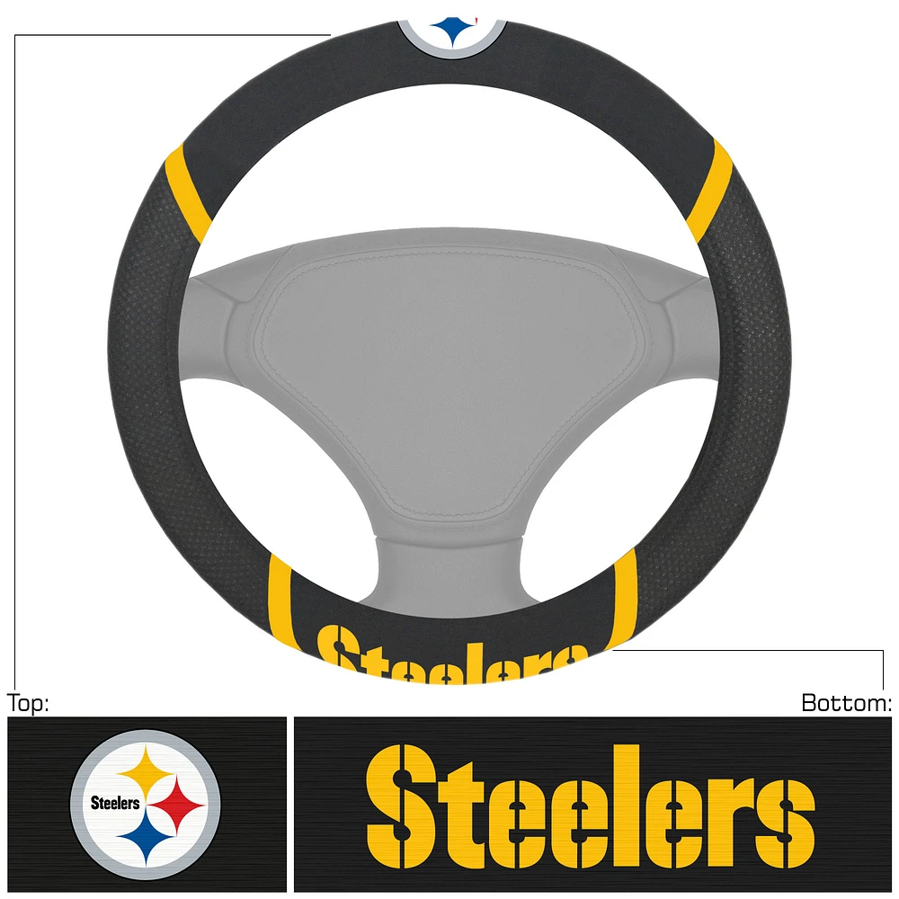 Pittsburgh Steelers Logo & Wordmark Steering Wheel Cover