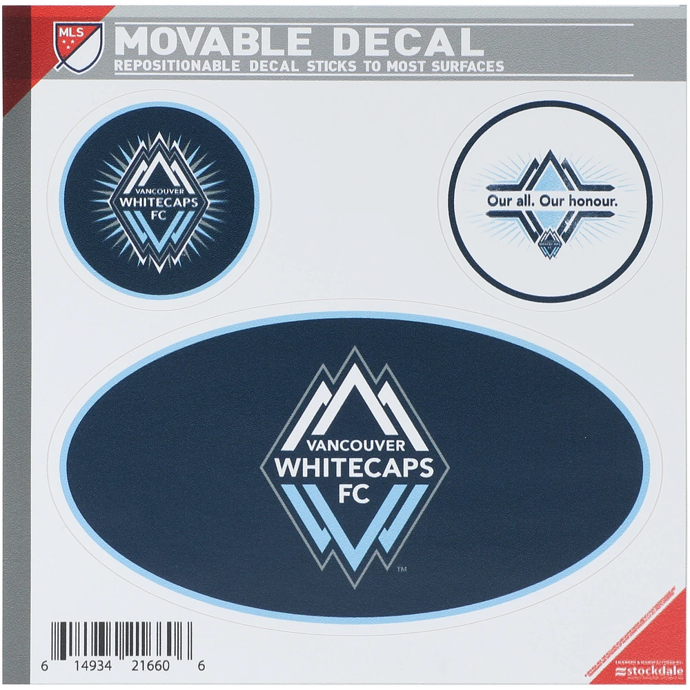 Vancouver Whitecaps FC 3-Pack Oval Team Decals