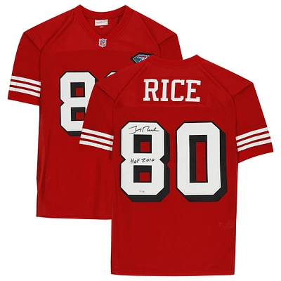 Jerry Rice San Francisco 49ers Autographed Red Mitchell & Ness Authentic Jersey with "HOF 2010" Inscription