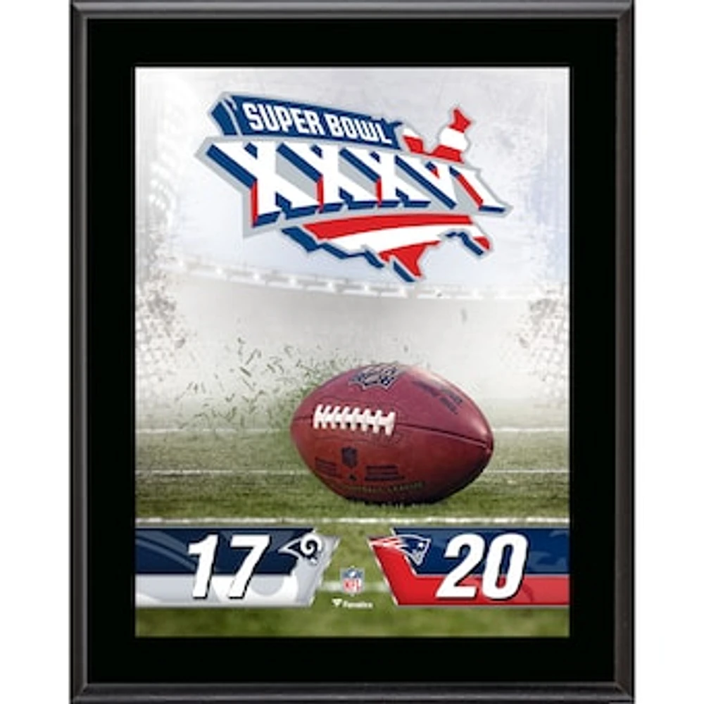 New England Patriots vs. St. Louis Rams Super Bowl XXXVI 10.5" x 13" Sublimated Plaque