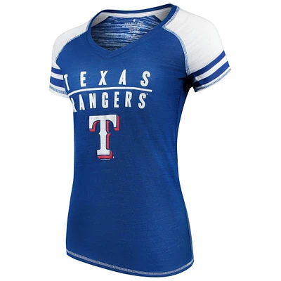 Women's Soft as a Grape Royal Texas Rangers Color Block V-Neck T-Shirt