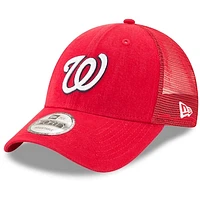 Men's New Era Red Washington Nationals Trucker 9FORTY Adjustable Snapback Hat