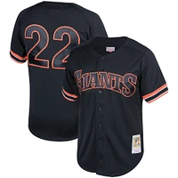 Men's Mitchell & Ness Will Clark Black San Francisco Giants Cooperstown Collection Mesh Batting Practice Button-Up Jersey