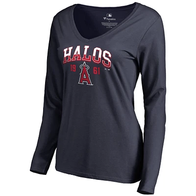 Women's Navy Los Angeles Angels Hometown Collection Halos Long Sleeve T-Shirt