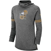 Women's Nike Black New Orleans Saints Historic Marks Long Sleeve Tri-Blend Funnel Sweatshirt