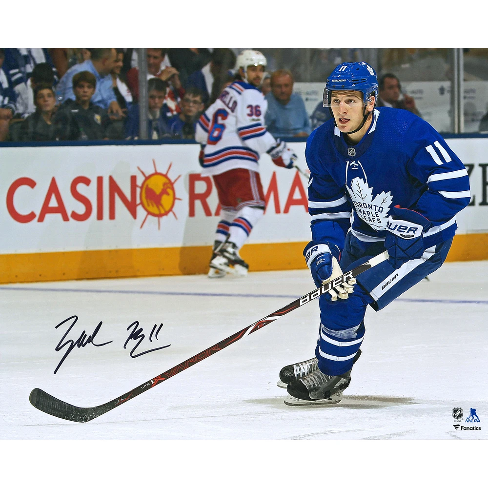 Zach Hyman Toronto Maple Leafs Autographed 16" x 20" Blue Jersey Skating Photograph