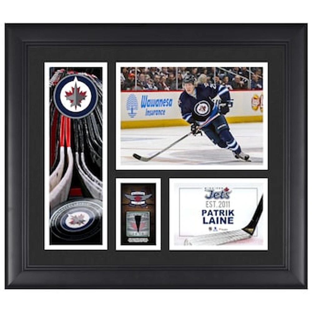 Patrik Laine Winnipeg Jets Framed 15" x 17" Player Collage with a Piece of Game-Used Puck