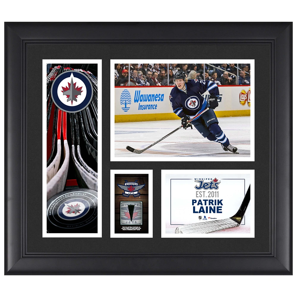 Patrik Laine Winnipeg Jets Framed 15" x 17" Player Collage with a Piece of Game-Used Puck