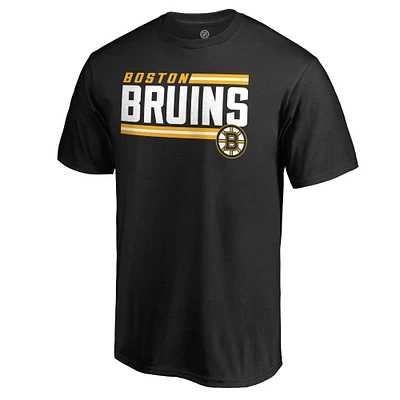 Men's Black Boston Bruins Iconic Collection On Side Stripe T-Shirt
