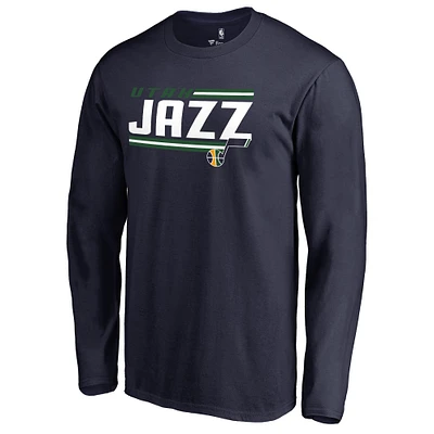 Men's Navy Utah Jazz Onside Stripe Long Sleeve T-Shirt