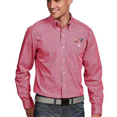 Men's Antigua Crimson Alabama Crimson Tide College Football Playoff 2018 Sugar Bowl Bound Associate Woven Button-Down Shirt