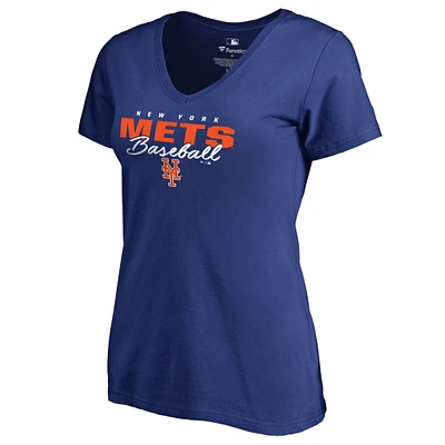 Women's Royal New York Mets Script Assist V-Neck T-Shirt