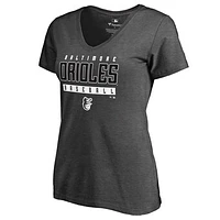 Women's Ash Baltimore Orioles Charcoal Stack V-Neck T-Shirt