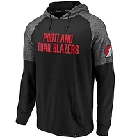 Men's Fanatics Black/Heathered Black Portland Trail Blazers Made to Move Static Performance Raglan Pullover Hoodie