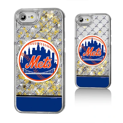 New York Mets iPhone 6/6s/7/8 Logo Stripe Gold Glitter Case