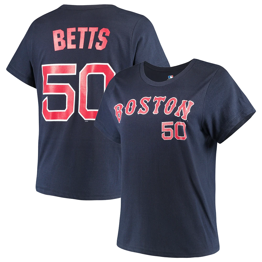 Women's Majestic Mookie Betts Navy Boston Red Sox Team Name & Number T-Shirt