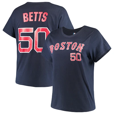 Women's Majestic Mookie Betts Navy Boston Red Sox Team Name & Number T-Shirt