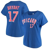 Women's Majestic Kris Bryant Royal Chicago Cubs Name & Number T-Shirt