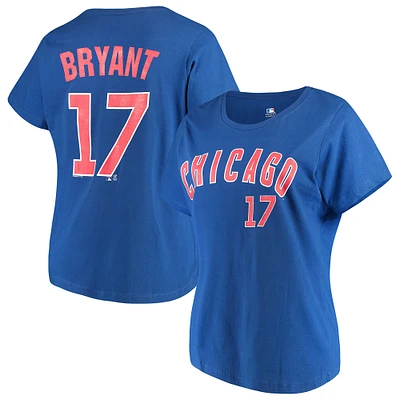 Women's Majestic Kris Bryant Royal Chicago Cubs Name & Number T-Shirt