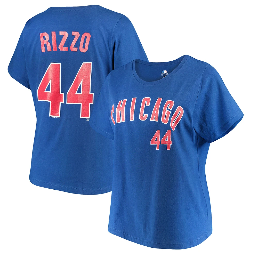 Women's Majestic Anthony Rizzo Royal Chicago Cubs Name & Number T-Shirt