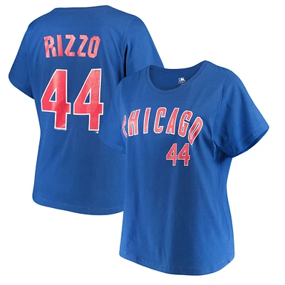 Women's Majestic Anthony Rizzo Royal Chicago Cubs Name & Number T-Shirt