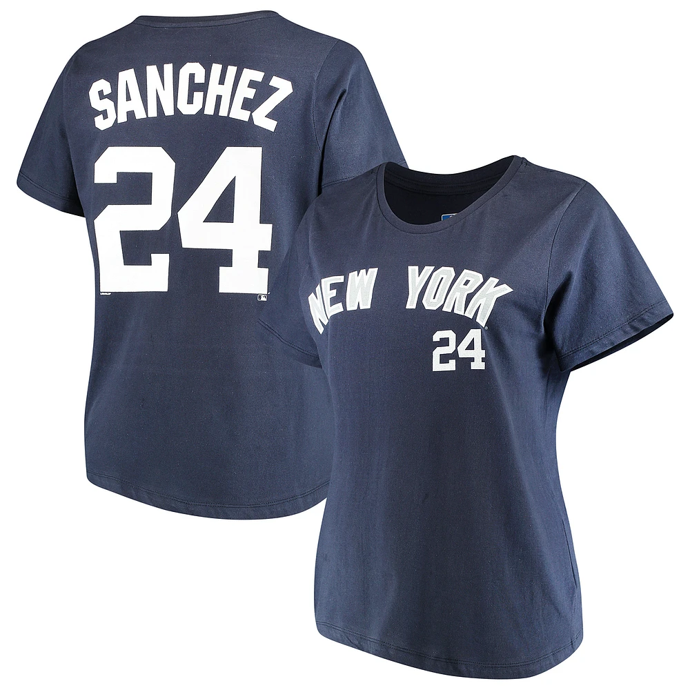 Women's Majestic Gary Sanchez Navy New York Yankees Name & Number T-Shirt