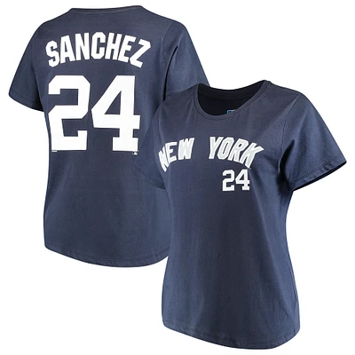 Women's Majestic Gary Sanchez Navy New York Yankees Name & Number T-Shirt
