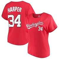 Women's Majestic Bryce Harper Red Washington Nationals Team Name & Number T-Shirt