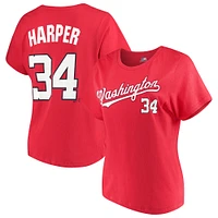 Women's Majestic Bryce Harper Red Washington Nationals Team Name & Number T-Shirt