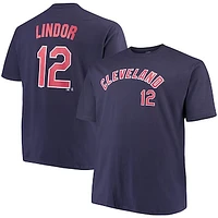 Men's Majestic Francisco Lindor Navy Cleveland Indians MLB Name & Number T-Shirt