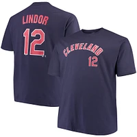 Men's Majestic Francisco Lindor Navy Cleveland Indians MLB Name & Number T-Shirt