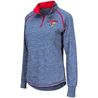 Women's Colosseum Royal Kansas Jayhawks Bikram Lightweight Fitted Quarter-Zip Long Sleeve Top