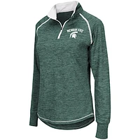 Women's Colosseum Green Michigan State Spartans Bikram Lightweight Fitted Quarter-Zip Long Sleeve Top