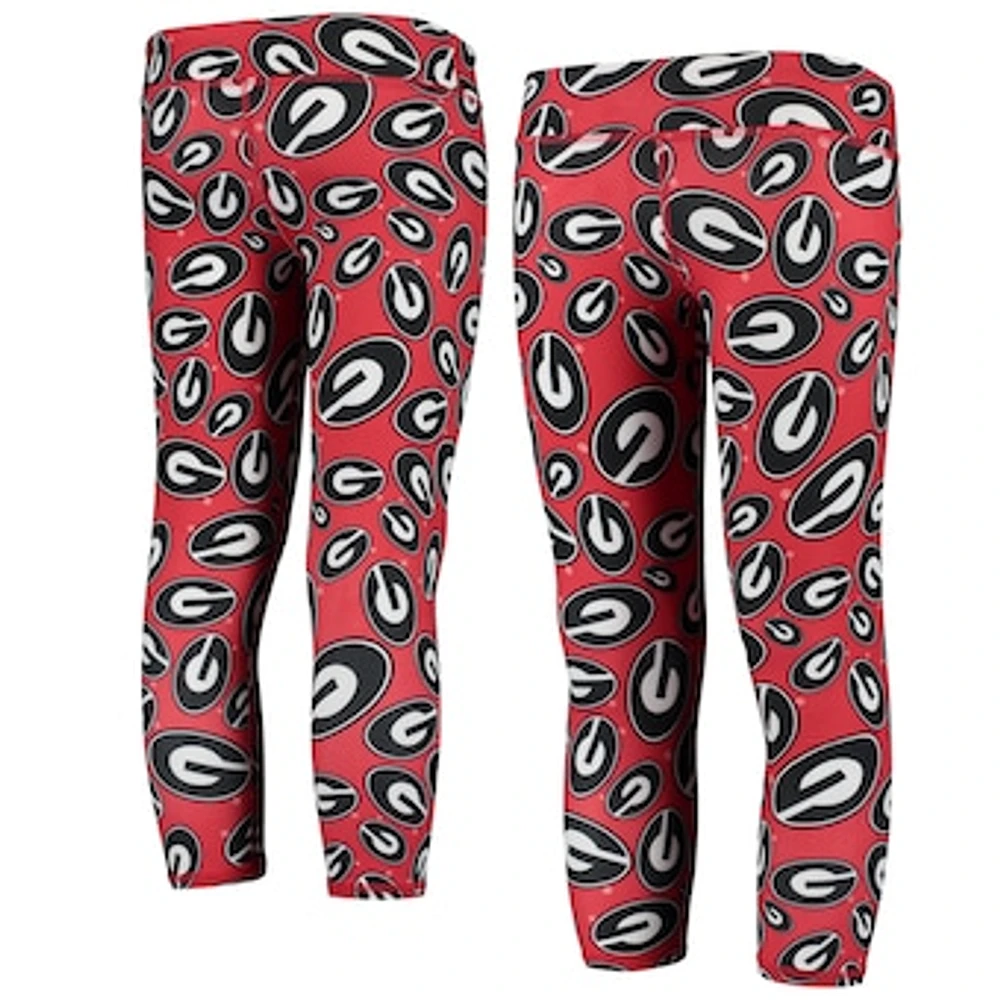 Girls Youth ZooZatz Red/Black Georgia Bulldogs Stacked Mascot Leggings